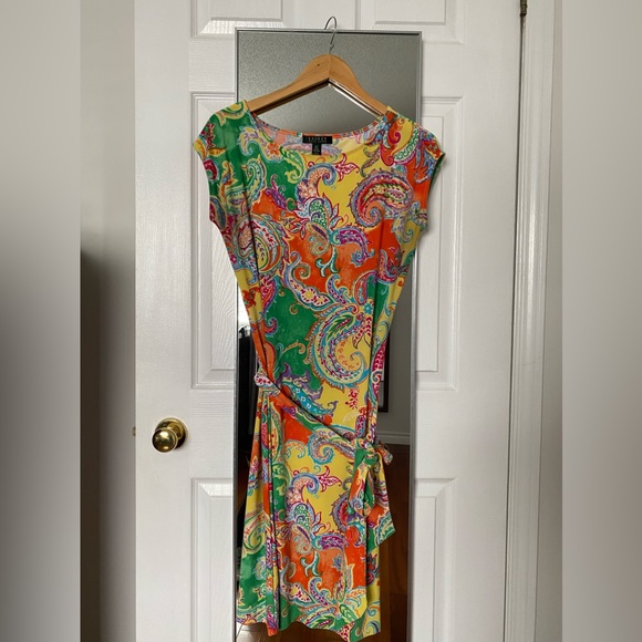 Ralph Lauren multi-print a line dress with belt. Size S. - Picture 2 of 8